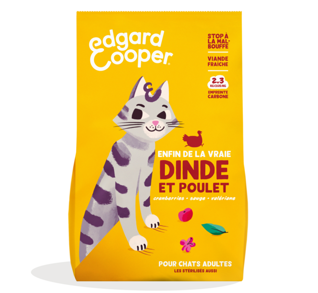 Croquettes Dinde et Poulet sans céréales pour Chats, Edgard & Cooper