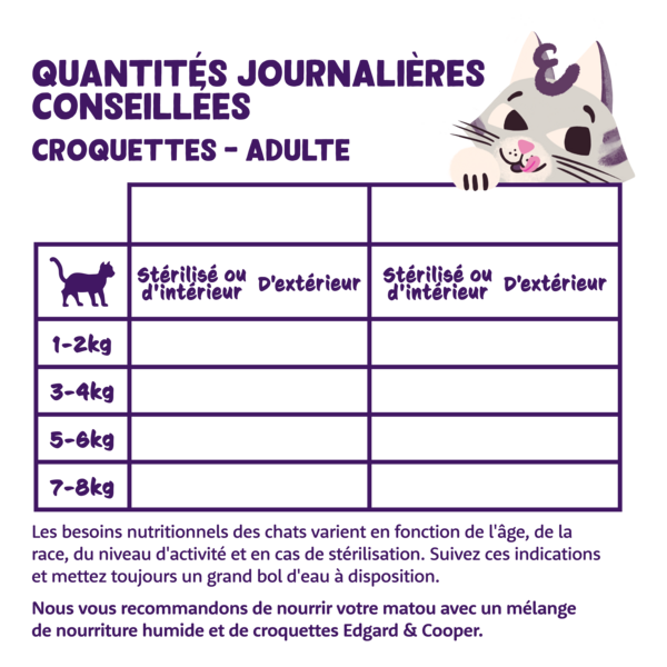 Feeding guidelines - Cat - Adult - Dry - FR