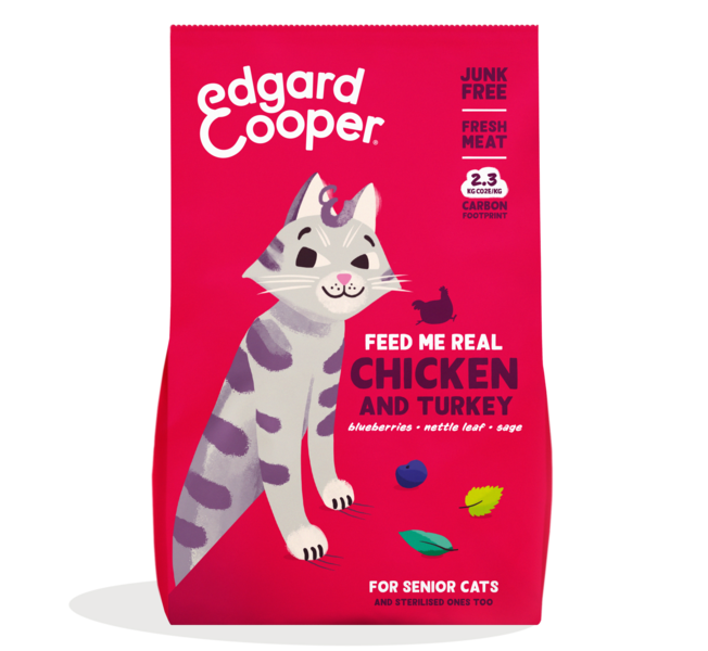 Chicken and Turkey GrainFree Kibble for Senior Cats Edgard & Cooper
