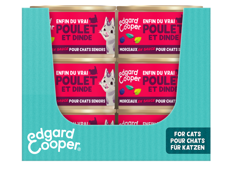 Edgard Cooper - Croquettes Sans Céréales Poulet & Dinde pour Chat Senior