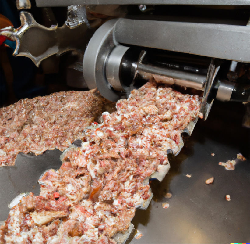 A picture of meat meal being processed