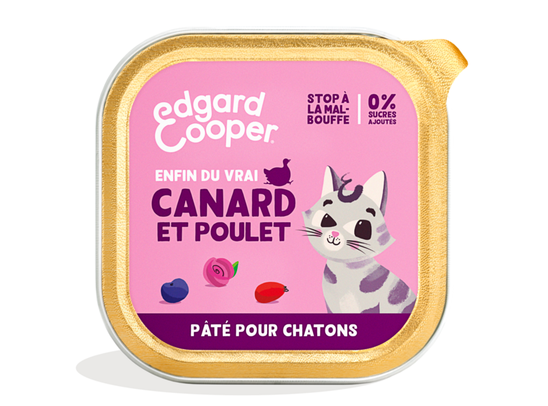 Edgard & Cooper Patée pour Chaton Chat Junior Stérilisé ou Actif Nourriture  Humide Naturelle sans Cereales 85g x 16 Canard & Poulet, Alimentation