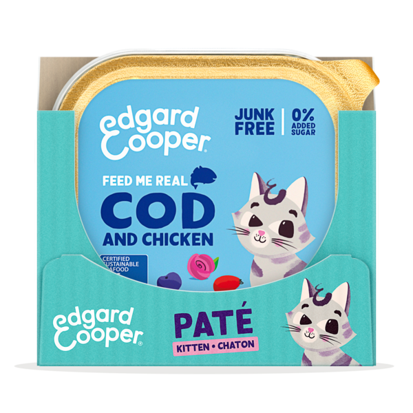 Edgard & Cooper Comida Húmeda Gatos Esterilizados o Activos Gatitos Gatos  Junior Paté Natural Sin Cereales 85g x 16 Bacalao & Pollo, Fácil de  digerir, Alimentación Sana Sabrosa y Equilibada : 