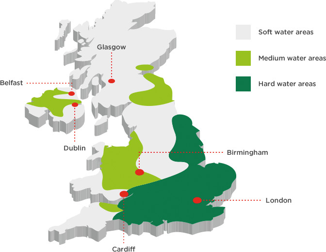 Map Of Uk Marked According To Type Of Water