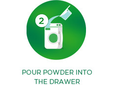 Pour powder into the drawer