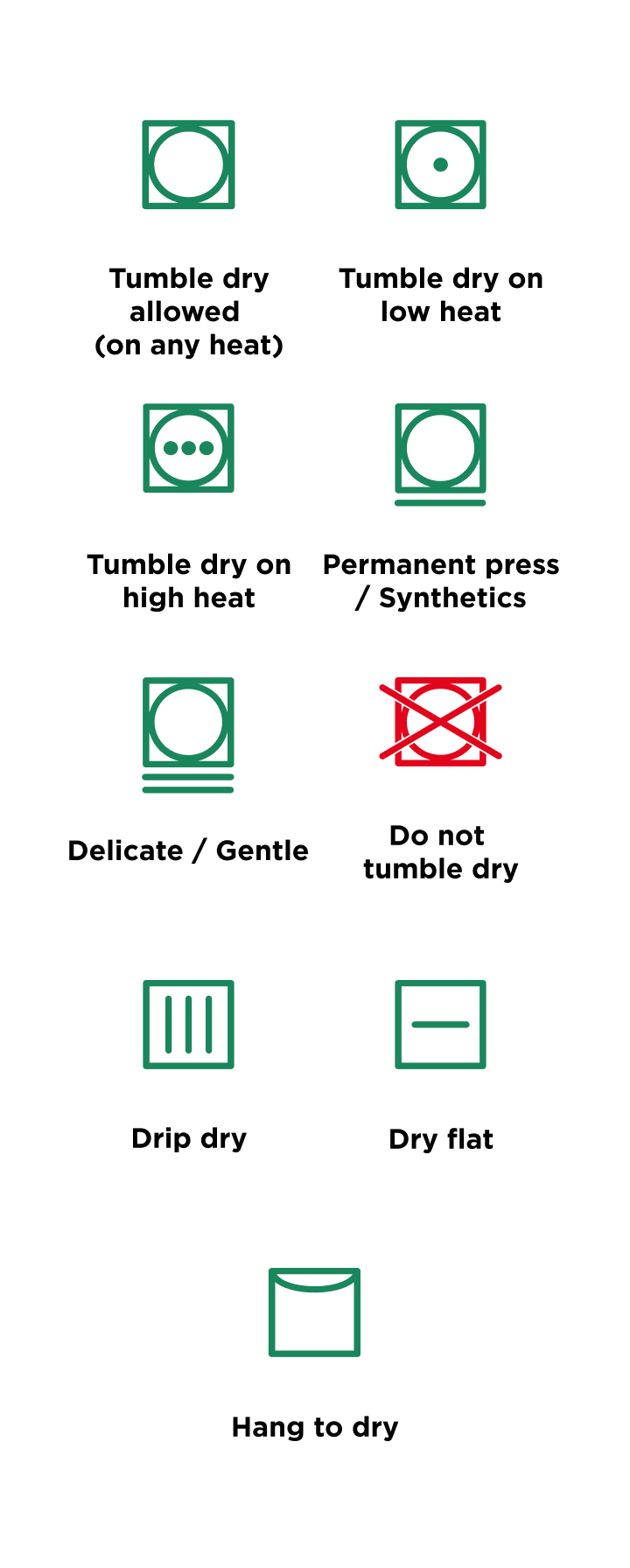 wash care symbols and instructions on label in woman's top 100