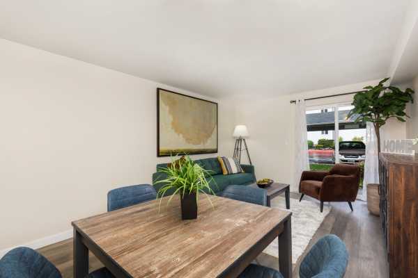 Photo of living room space at Casa Blanca apartments.