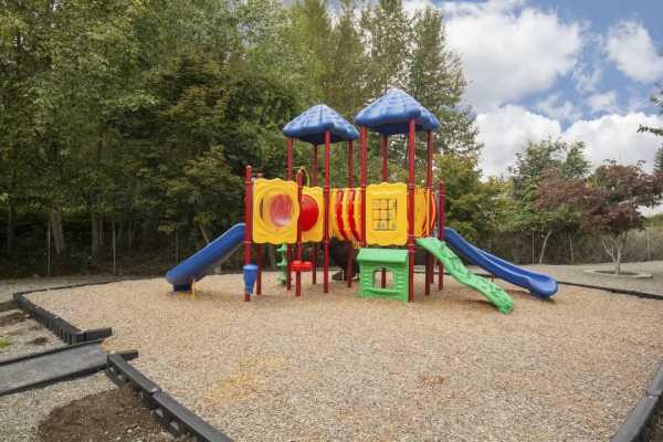 Community playground with jungle gym