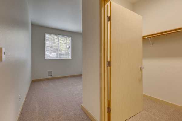 Walk in closet at Guinevere Apartments