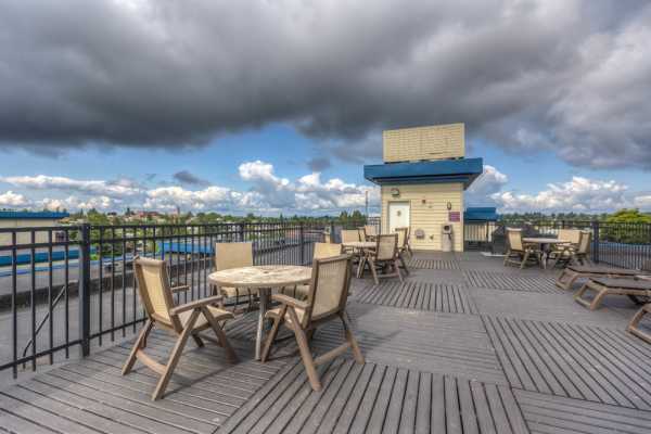 Roof deck at Guinevere Apartments