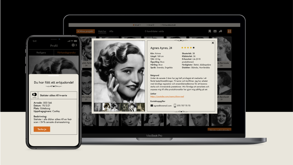 Screenshot of Mobile Casting webb and mobile app