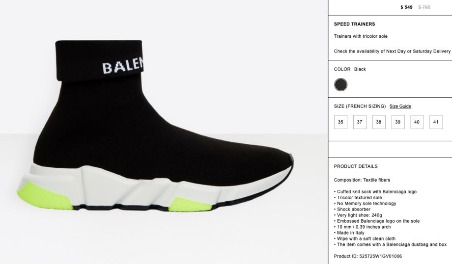 Balenciaga Black & Yellow Speed Sneakers $549