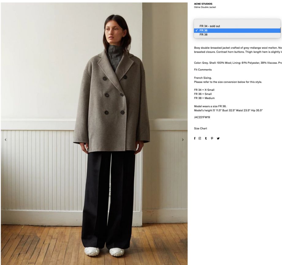 Acne Studios Odine coat la garconne