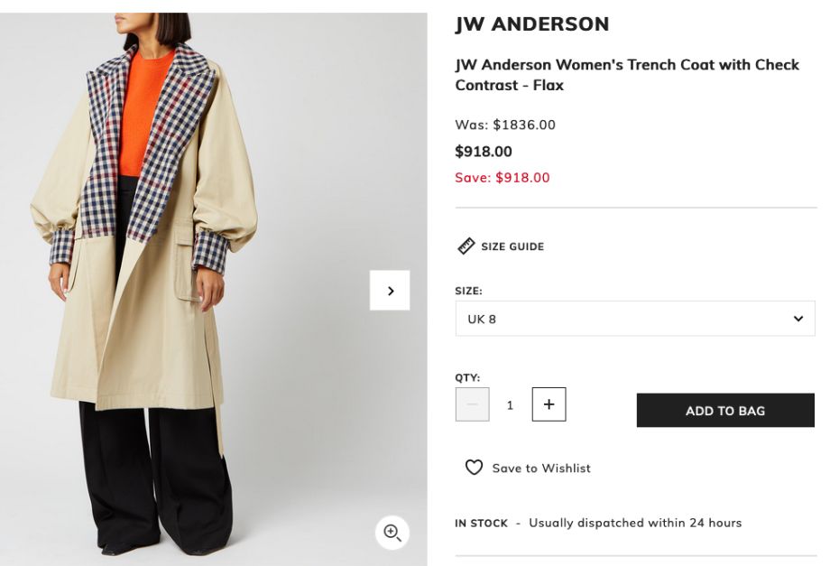 JW Anderson Check Trench Coat