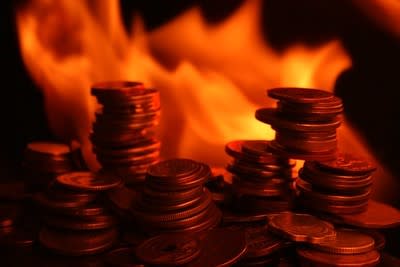 Coins on fire