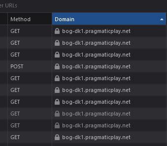 HTTP Responses showing official pragmaticplay.net domain