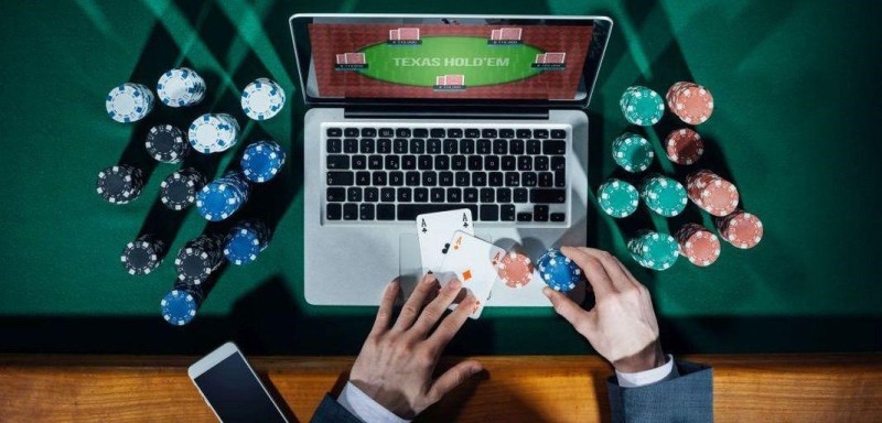 Man playing multi-table online poker
