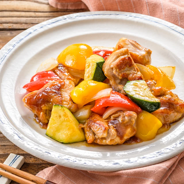 鶏と夏野菜の中華甘酢あん