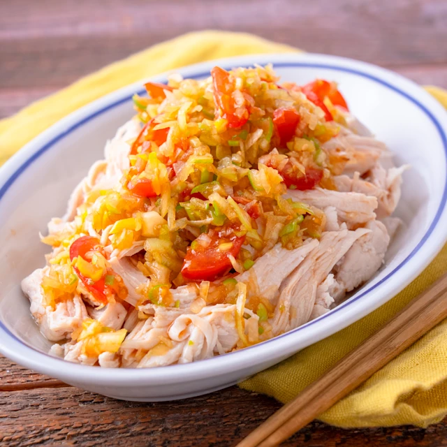 鶏むねのたっぷりねぎだれがけ