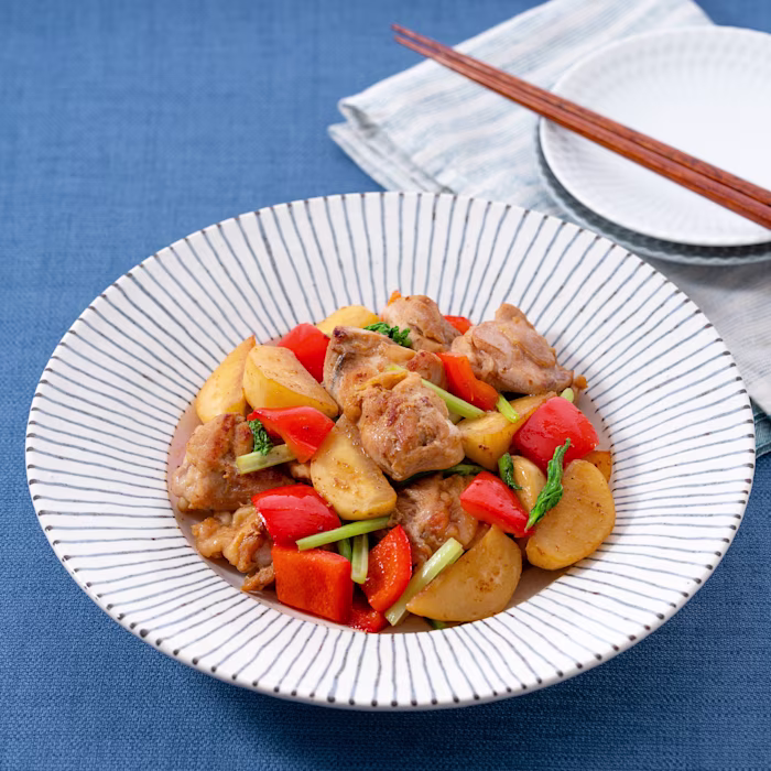 鶏肉とかぶのしょうゆ炒め山椒風味