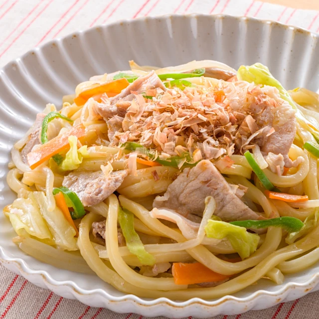 レンチンのみ!包丁要らずの焼きうどん風