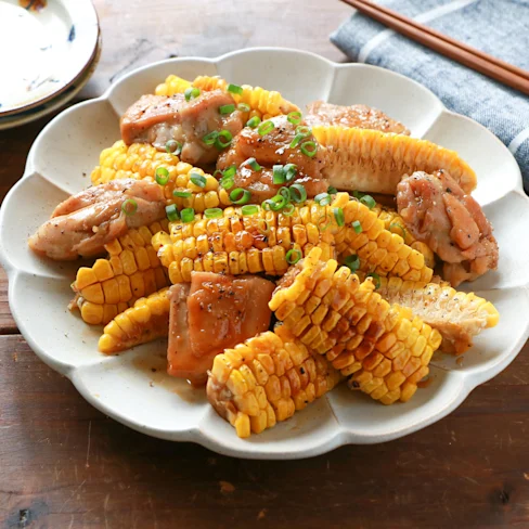 とうもろこしと鶏肉のてりやき!本みりんでやさしい甘み