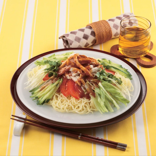 レンチン蒸し鶏の冷やしめん