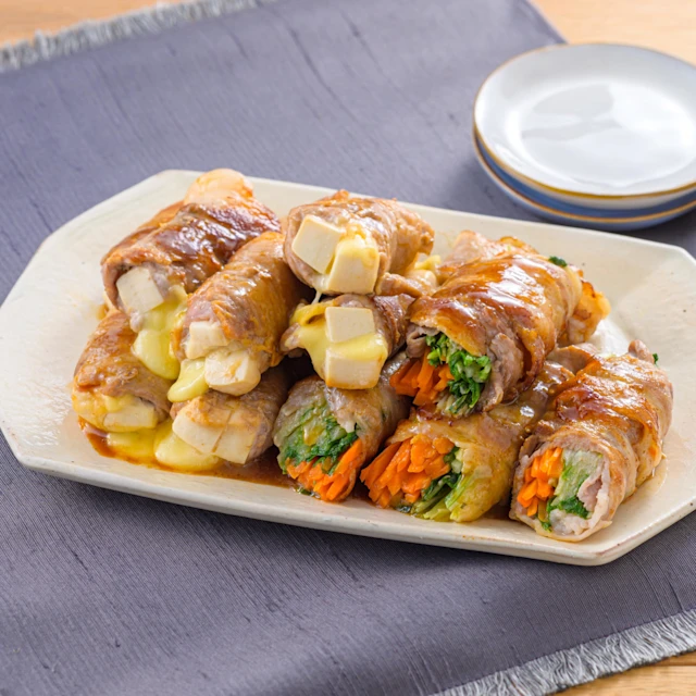野菜と豆腐チーズの肉巻き