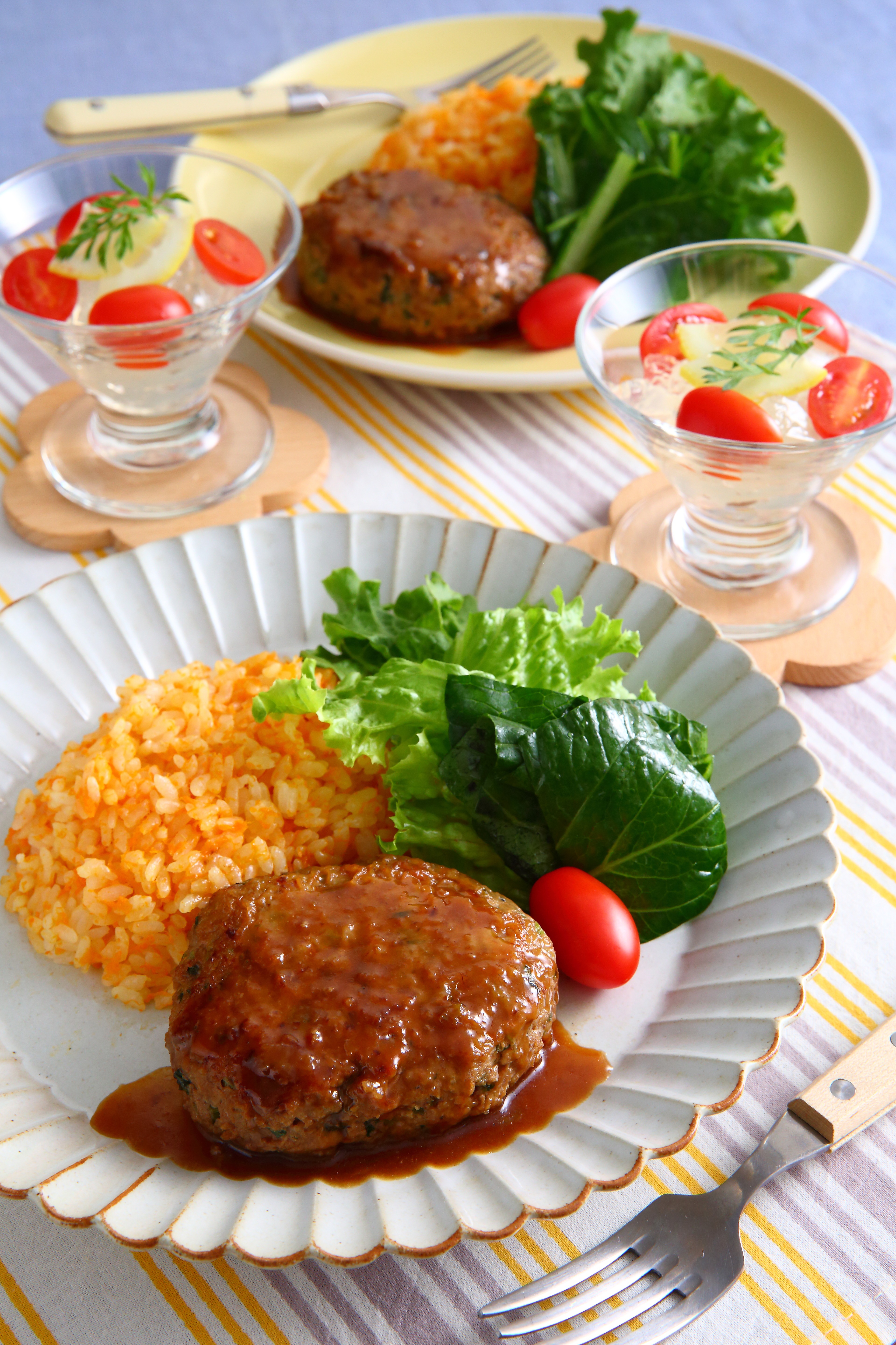 てりやき小松菜ハンバーグ＆キャロットライス