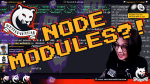 A YouTube thumbnail showing a screenshot from a live stream with the words NODE MODULES?! and the whitep4nther logo