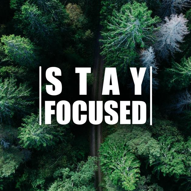 The words stay focused in capital letters in white, on a background of nice green trees.