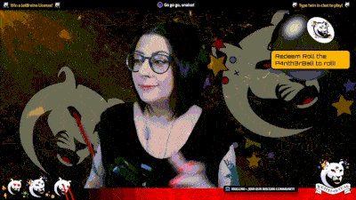 An animated gif of a loop from my live Twitch stream that shows me in my chatting scene