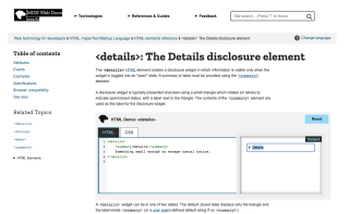 A screenshot of the HTML details page on MDN.