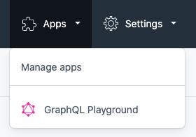 Screenshot of Contentful app navigation showing the GraphQL playground link.