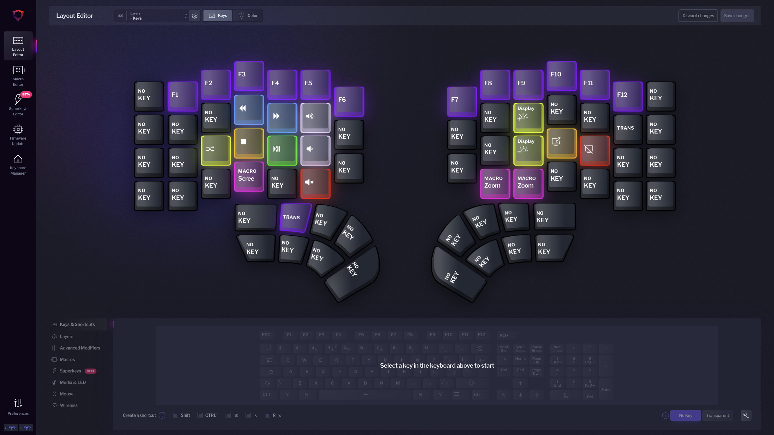 The layer 3 I configured for my Dygma defy. Details are described below.