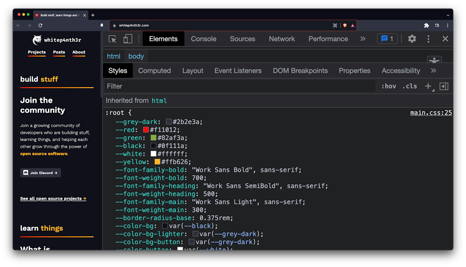 dark mode css variables