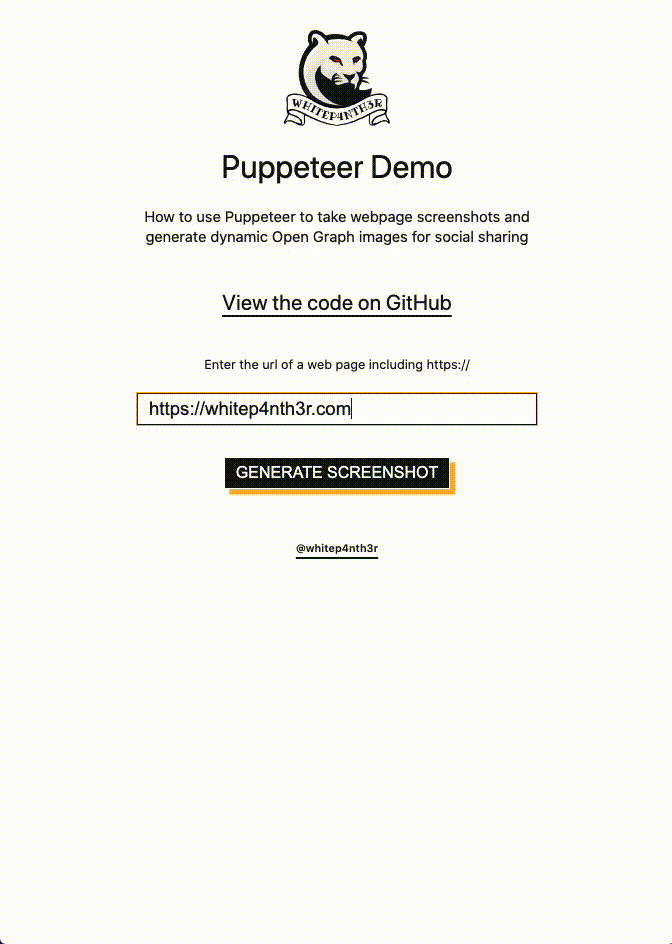 An animated GIF of the puppeteer demo front end in action