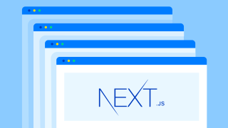 An illustration of multiple browser windows with the Next.js logo