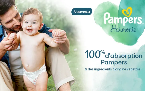 Découvrez nos nouveaux langes Pampers® Harmonie™ — 100 % d'absorption  Pampers & des ingrédients d'origine végétale