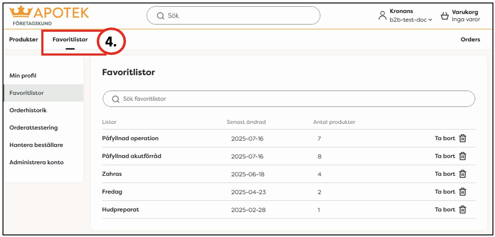 Användarmanual favoritlistor 4 Användarmanual favoritlistor 4