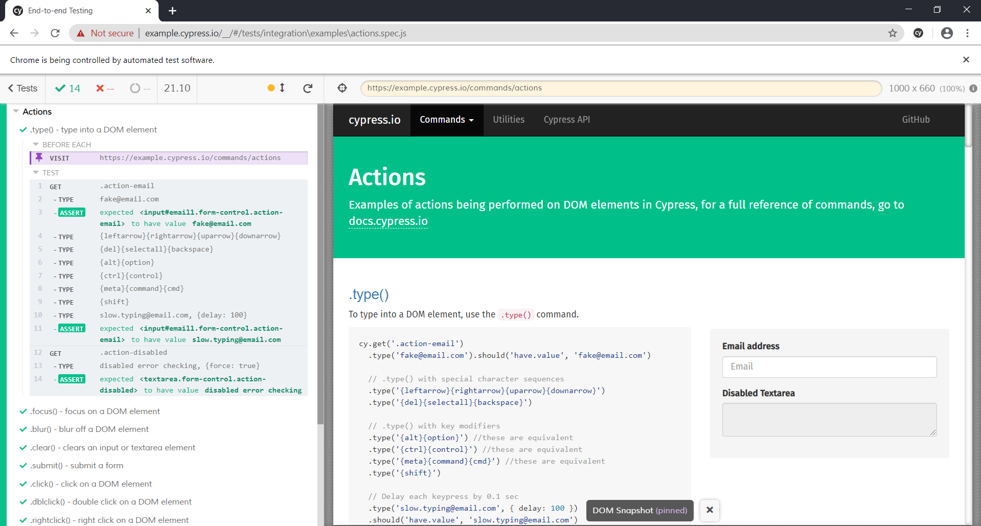 Cypress browser