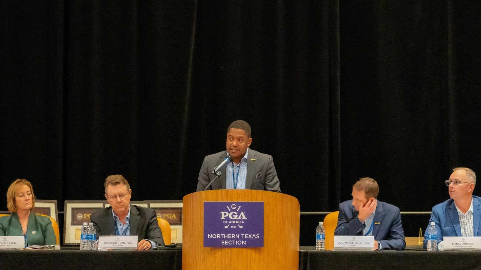Ira Molayo, PGA, speaks at the NTPGA Section Annual Meeting.