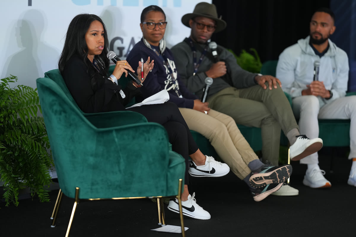 Rachel Melendez-Mabee speaks during the Beyond the Green programming before the PGA Championship at Oak Hill Country Club on Tuesday, May 16, 2023 in Rochester, New York. (Photo by Darren Carroll/PGA of America)