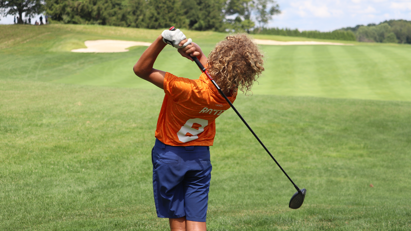 A participant hits a shot at the PGA Jr. League Philadelphia PGA Section Championship. 