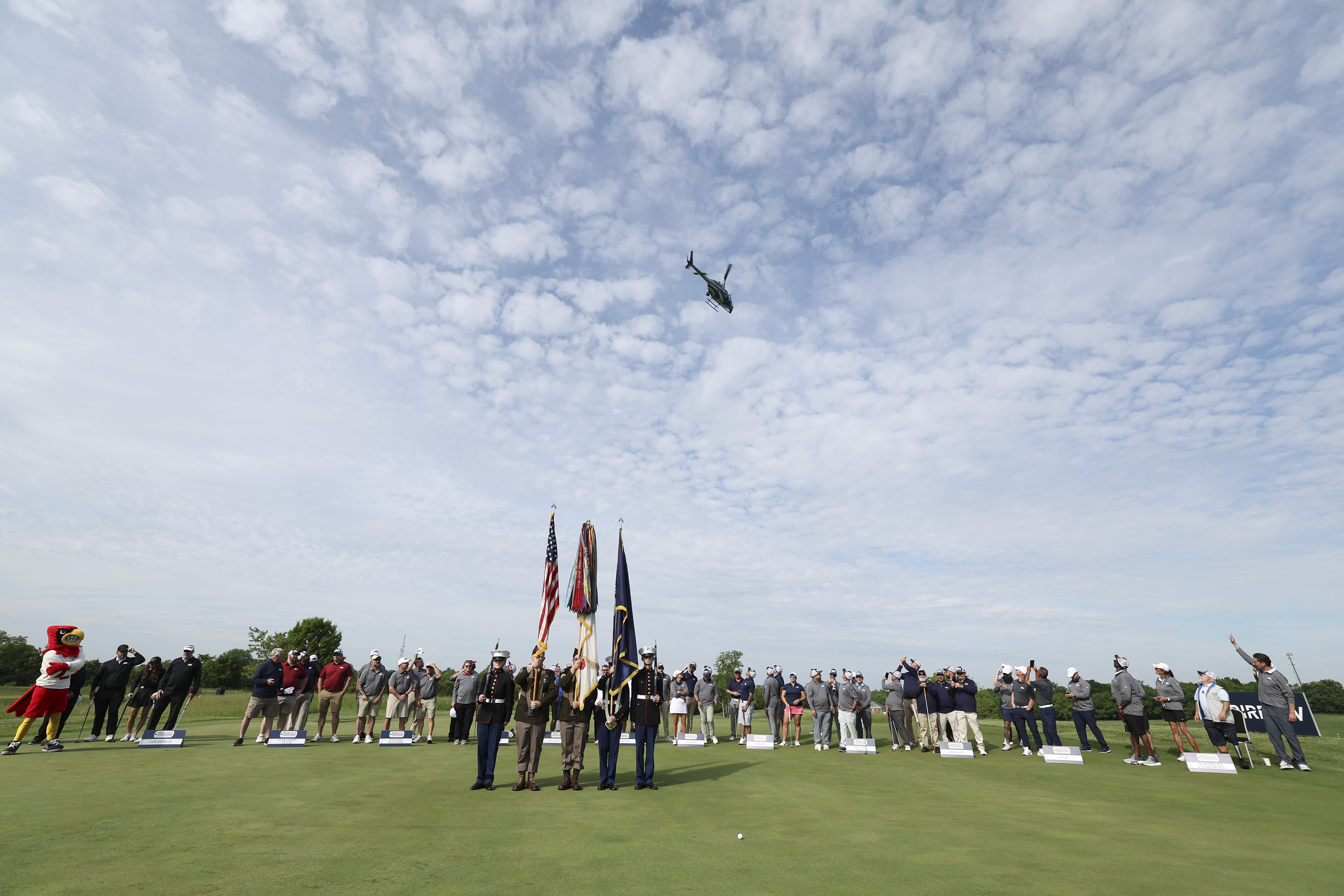 The Secretary's Cup Opening Ceremonies featured a helicopter flyover from the Louisville Metro Police Department Air Patrol Unit.