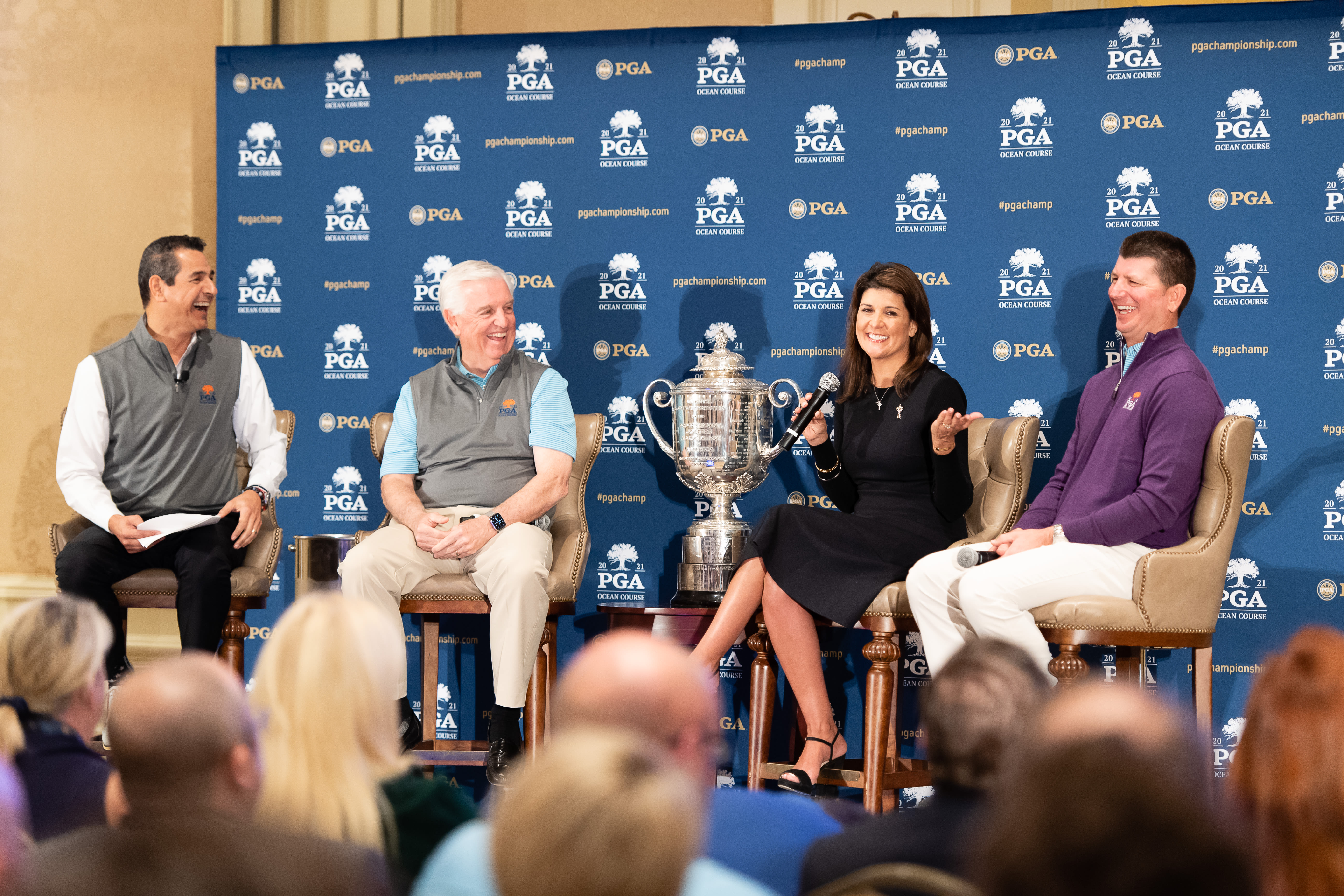 Julius Mason (Sr. Director, Public Awareness & External Relations), Roger Warren (President, Kiawah Island Golf Resort), Nikki Haley (Co-Chair, Championship Council), Scott Reid (Championship Director)