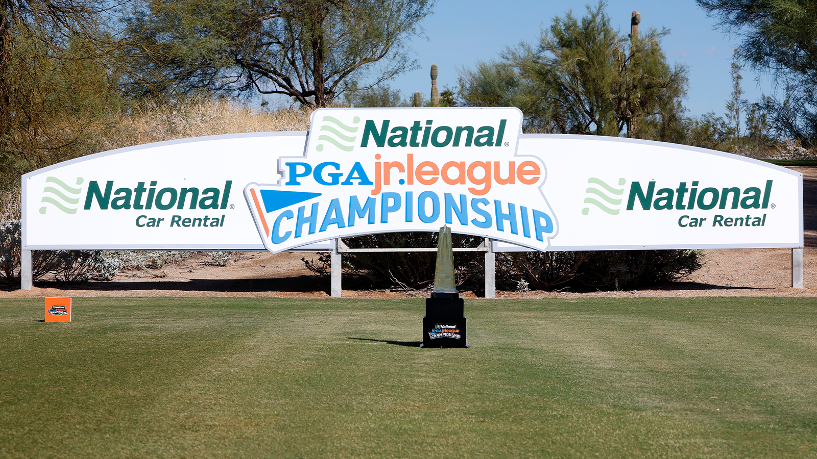 A photo of the 2022 National Car Rental PGA Jr. League Championship Trophy at Grayhawk Golf Club on October 6, 2022 in Scottsdale, Arizona. (Photo by Chris Coduto/PGA of America)
