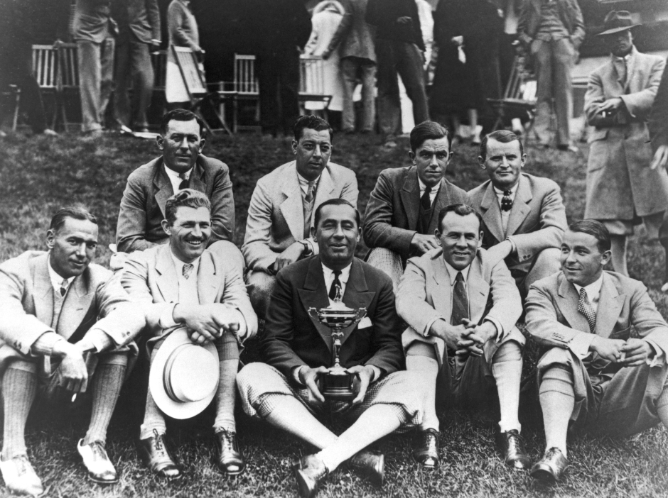 Farrell (top row, third from left) was part of three U.S. Ryder Cup Teams during his career.