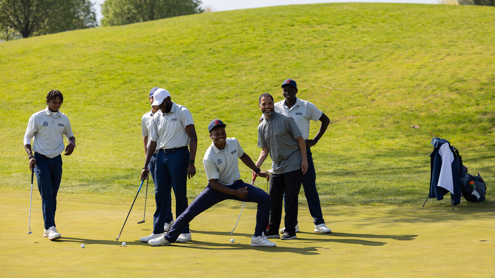 Howard University practices before the first round for the 2022 PGA Works Collegiate Championship at The Union League Liberty Hill on May 2, 2022 in Philadelphia, Pennsylvania. (Photo by Matt Hahn/PGA of America)
