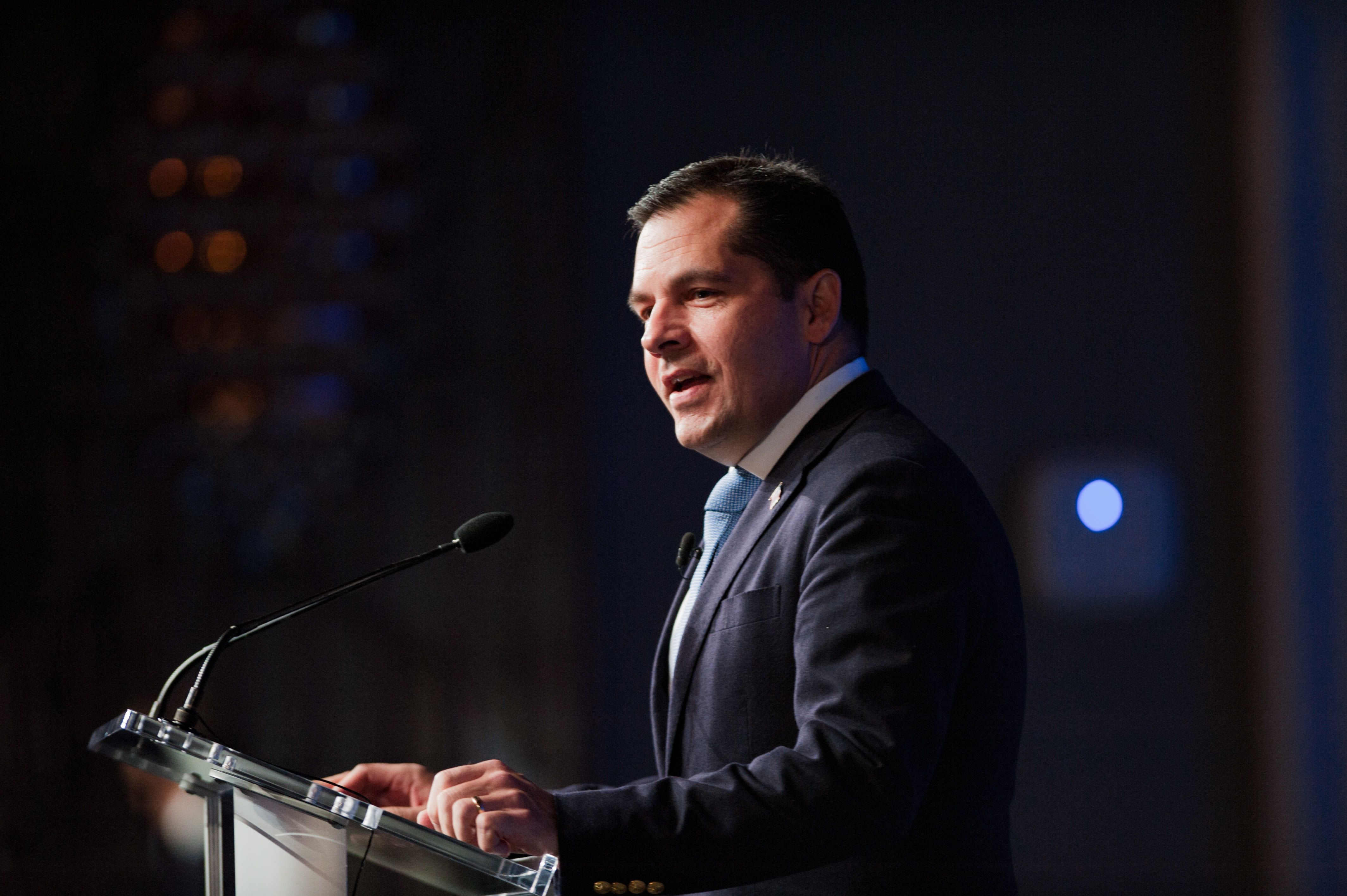 Derek Sprague speaks in the General Session during the 100th PGA Annual Meeting held at the Grand Hyatt New York on November 11, 2016 in New York, New York. 